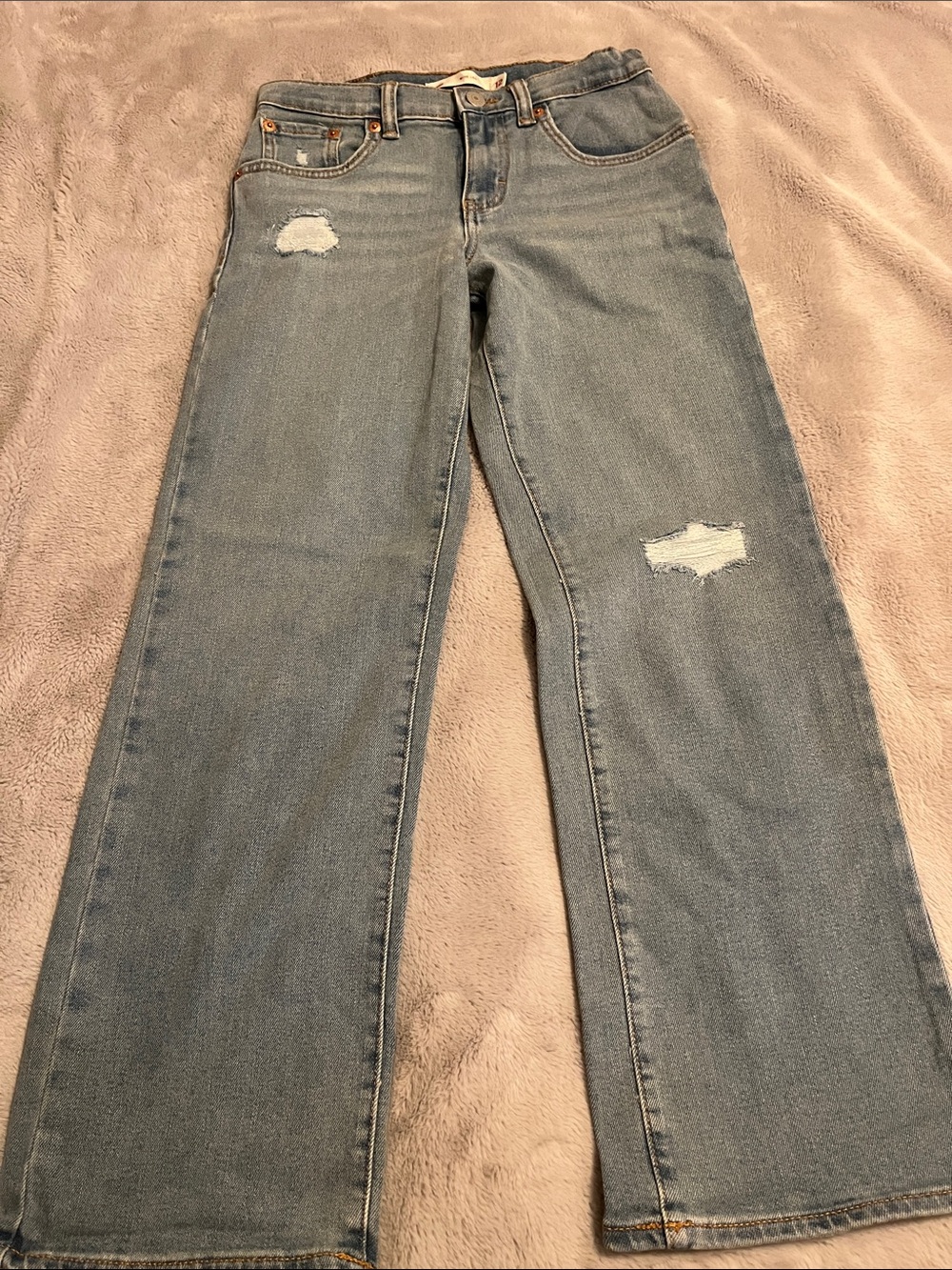 Levi's Light Blue Flare Jeans with Knee Distress